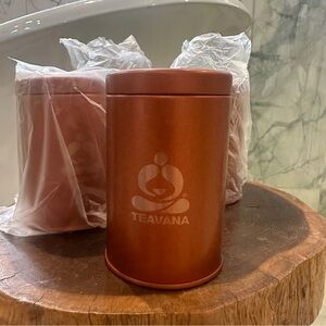 (4) Teavana Tea Storage Tin 4” Airtight Metal Canister with lid Copper EMPTY